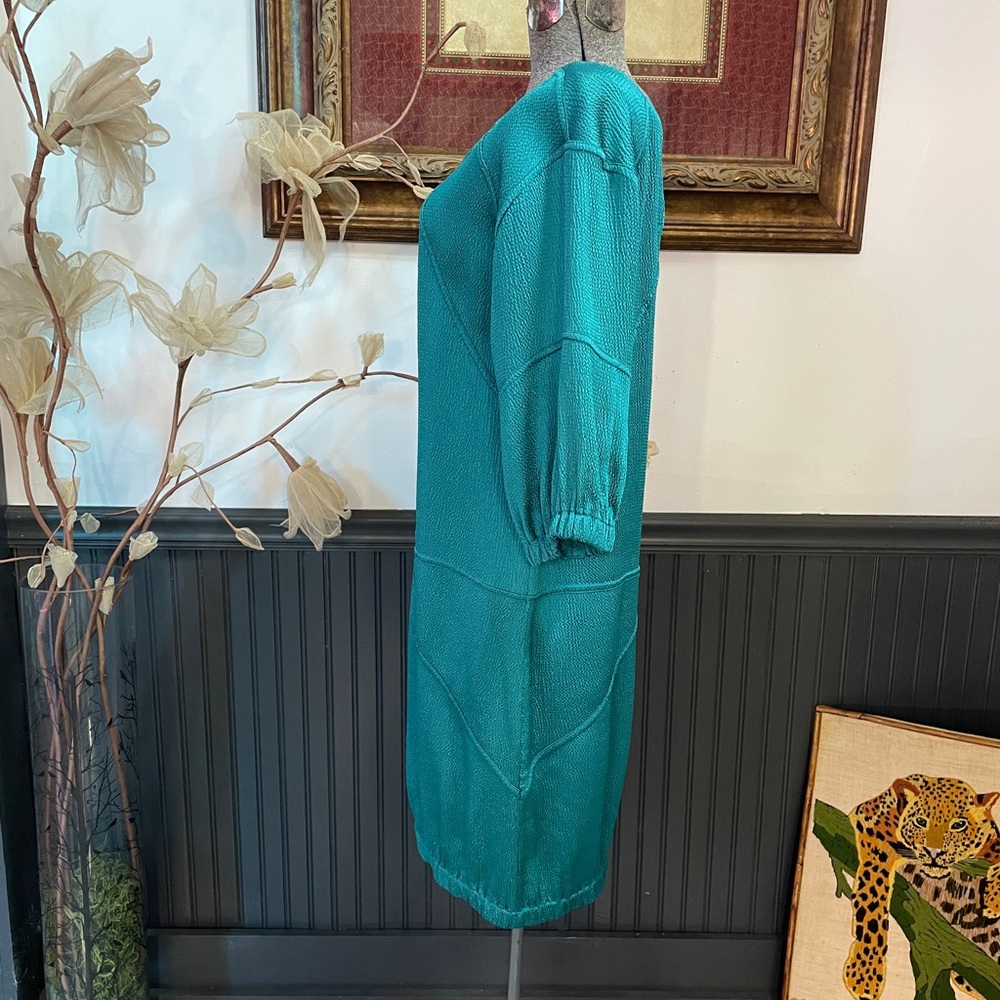 Thakoon Teal Bubble Hem Patchwork Textured Pull O… - image 4